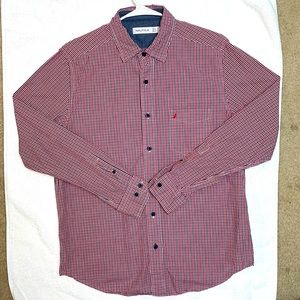 Nautica Red, White, and Navy Checked Shirt